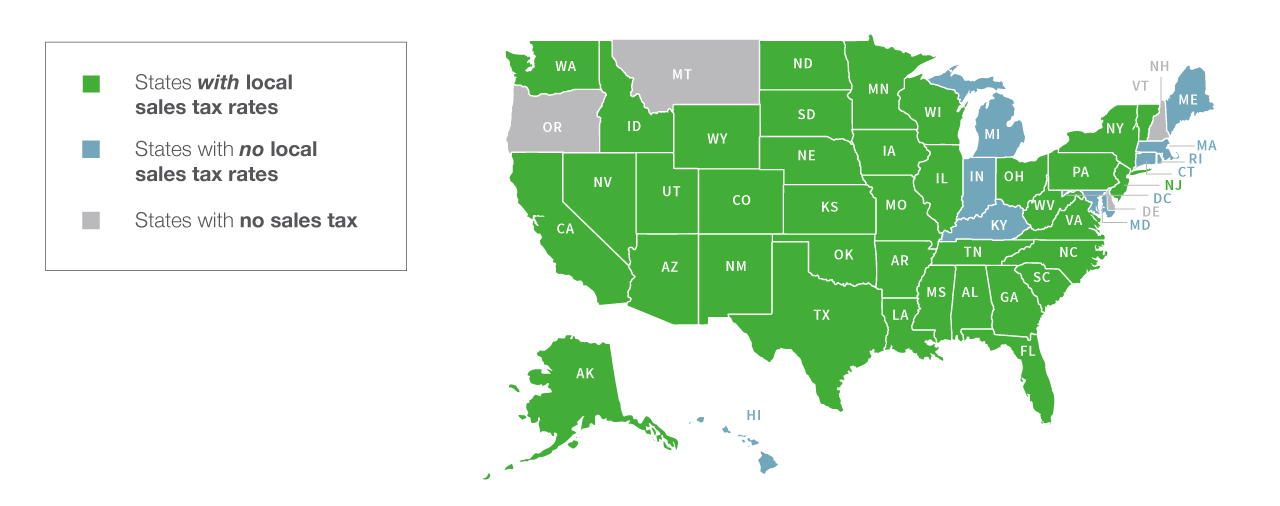 States With Local Sales Tax Map