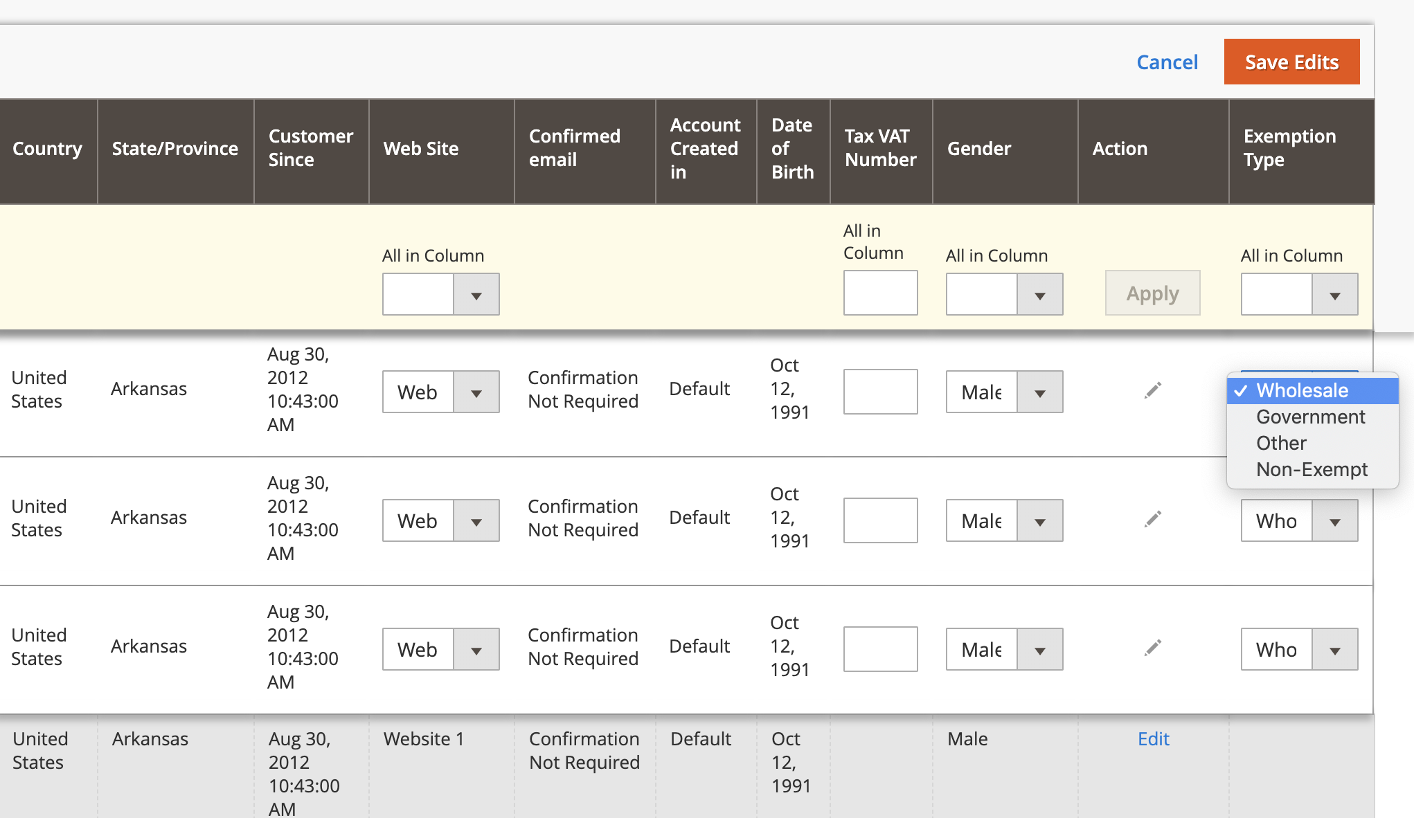 Magento 2 TaxJar Bulk Customer Exemptions