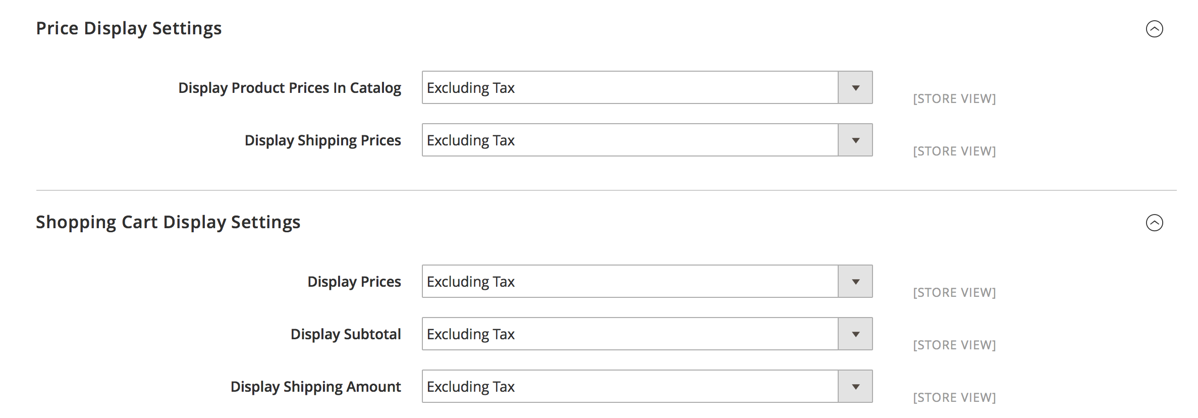 Magento Tax Display Configuration