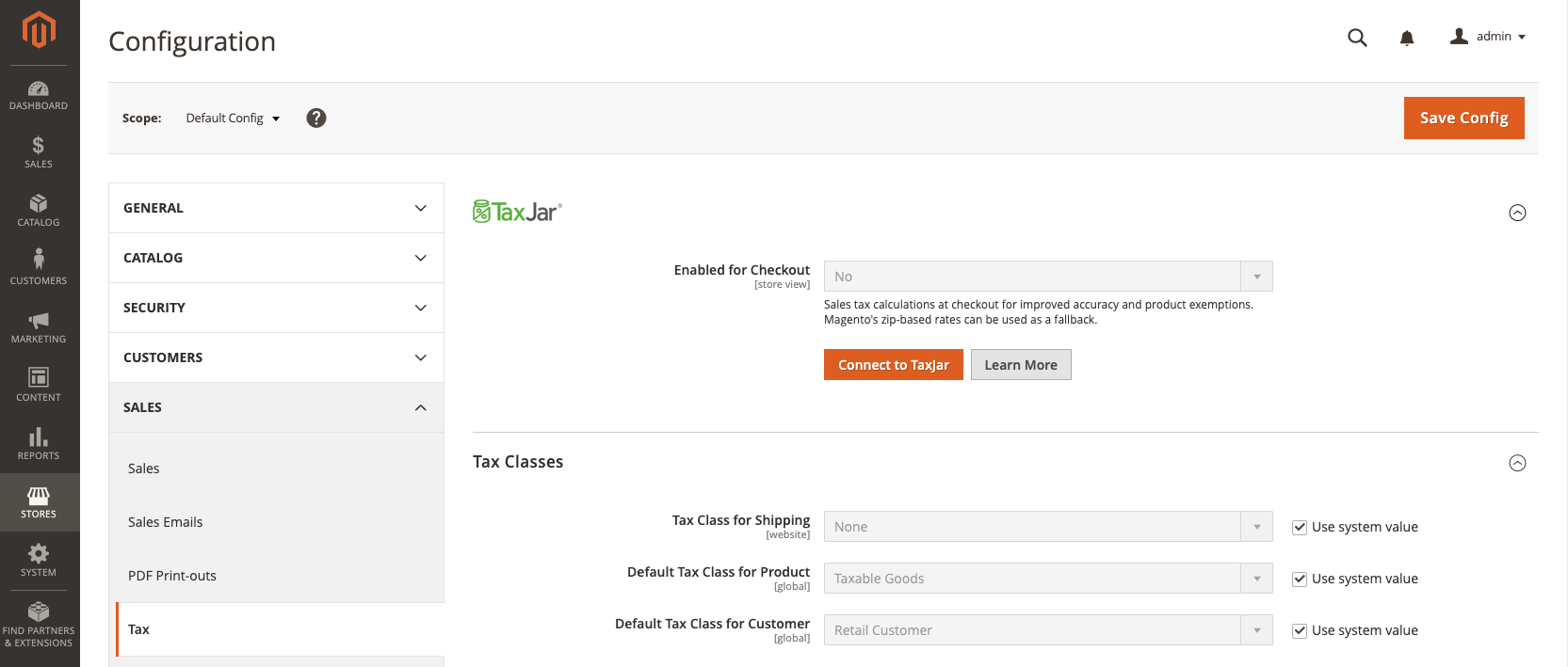 Magento TaxJar Configuration