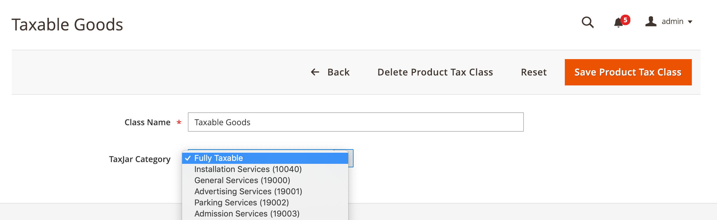 Magento TaxJar Product Tax Codes