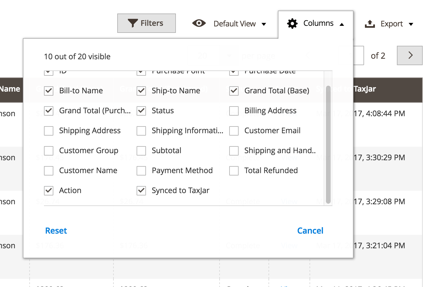 Magento TaxJar Order Synced At Column