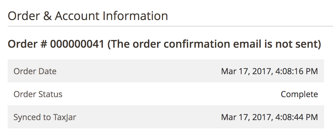 Magento TaxJar Order Synced At Date