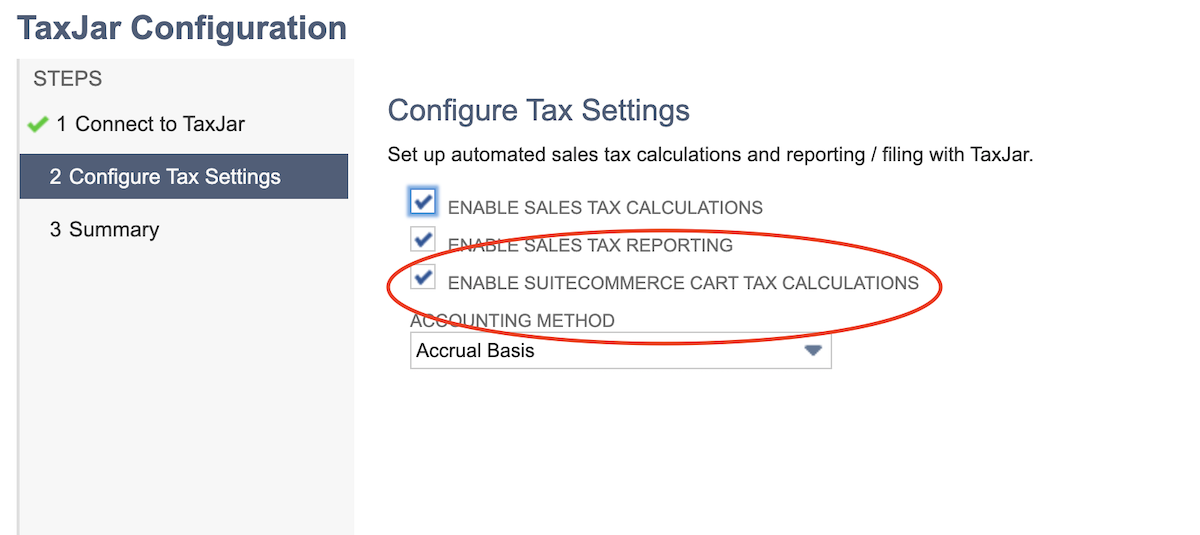 Enable TaxJar SuiteCommerce Cart Calculations