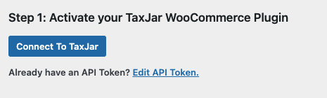 WooCommerce Connect TaxJar Account