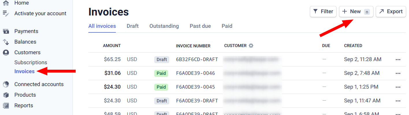 create invoice stripe